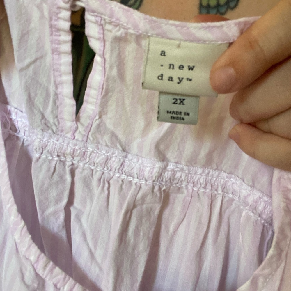 A new day cotton lavender and white stripe sleeveless maxi dress - Picture 4 of 4